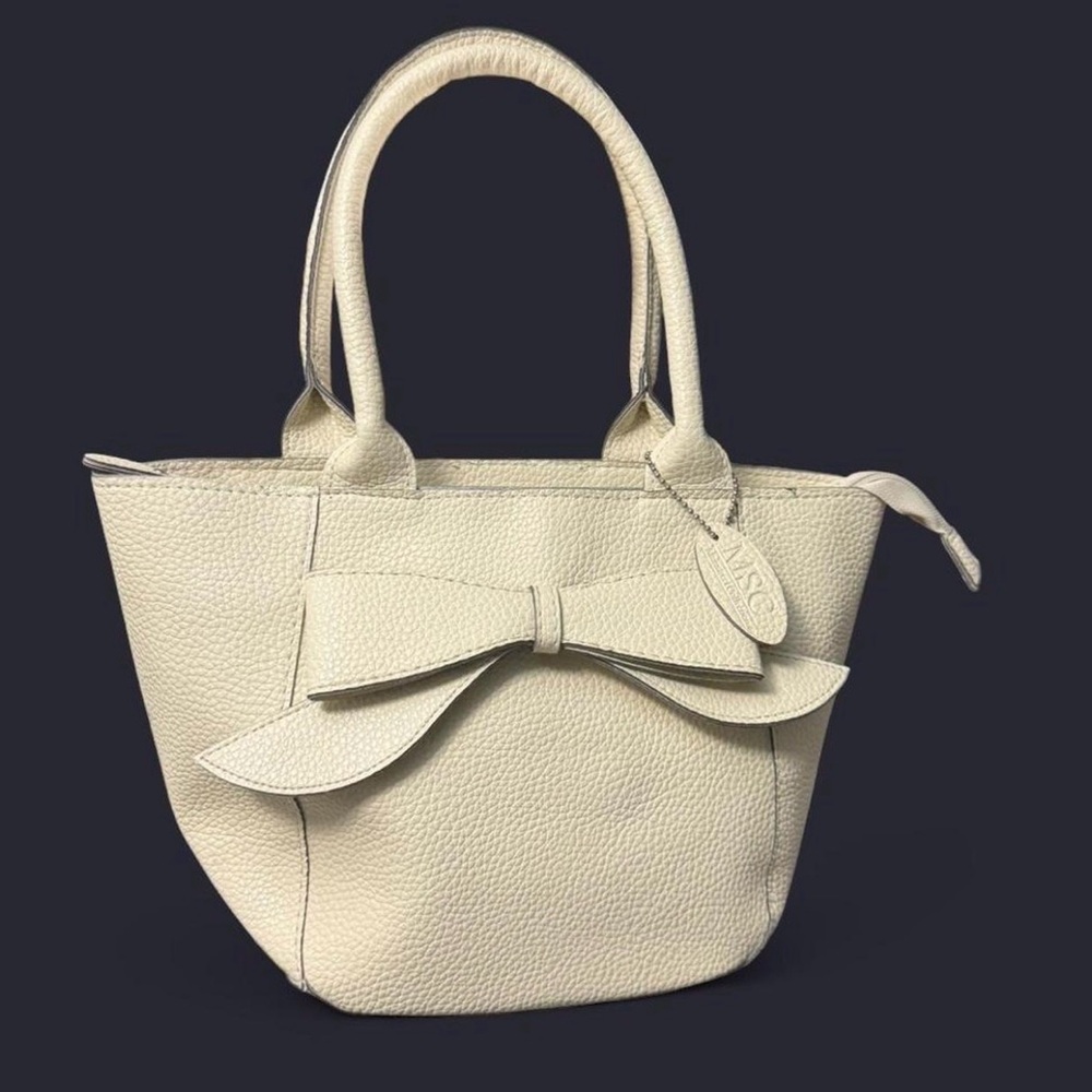 Elegant Cream Bow Tote Bag by